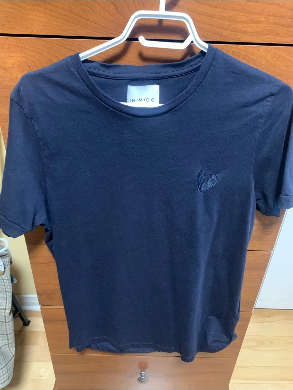 Inimigo Men's Navy Short Sleeve Crew Neck T-Shirt with Heart Detail